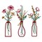 3 Pieces Metal Vase Flowers Wall Arts - Rustic Farmhouse Style Décor Metal Wall Art Black Minimalist Flower Natural Themed Wall Decors for Home Bedroom Dining Room Housewarming (Red, Vase-C)
